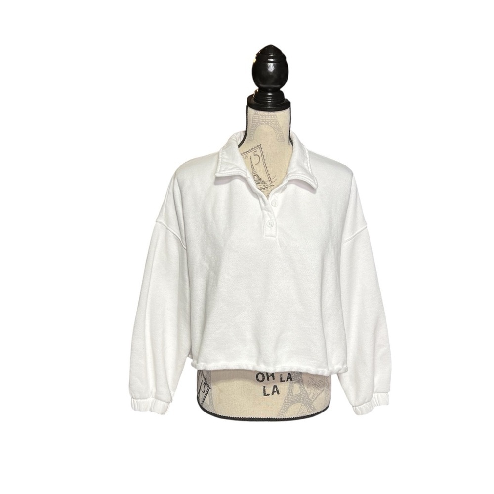 Aerie White Cropped Sweatshirt